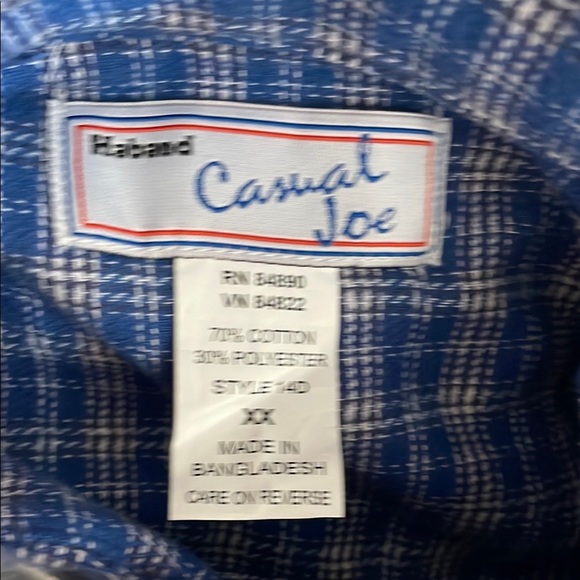 Haband Men's Blue Plaid Flannel Shirt Casual Joe Size XXL - Picture 5 of 5